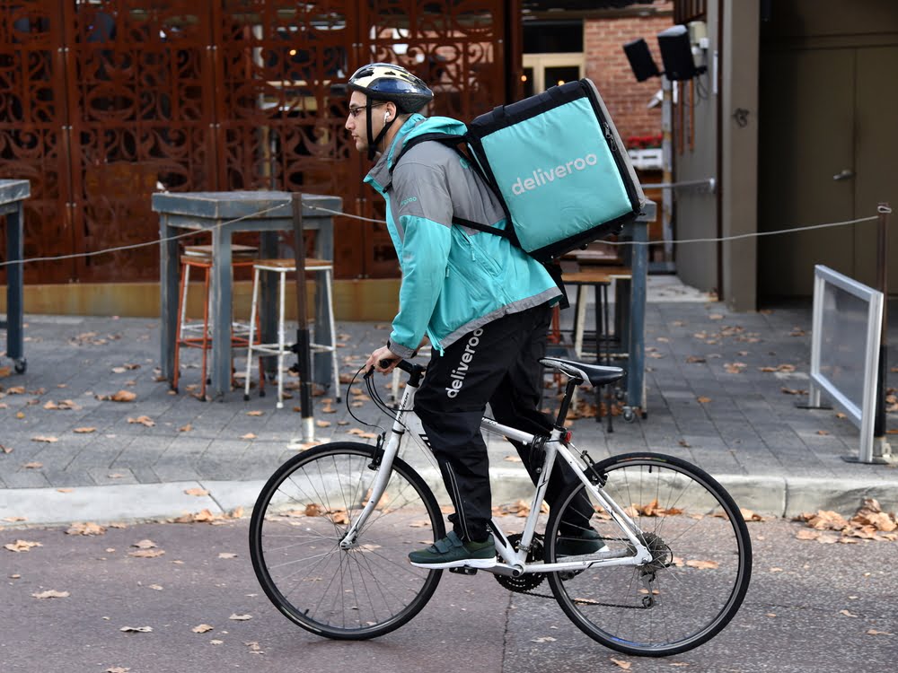 Deliveroo delivery person on bike