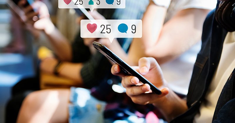 People liking content on phones